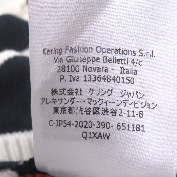 美品□アレキサンダーマックイーン 20AW 651181 カシミヤ混 ボーダー Vネック ロングスリーブニット セーター ブラック S 伊製 正規品