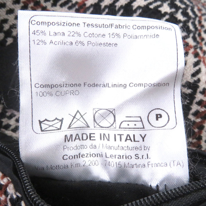 極美品□TAGLIATORE タリアトーレ グレンチェック柄 ベルト付き フライフロント ステンカラーコート ブラック系 46 イタリア製 メンズ