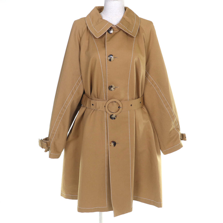 極美品△MARNI マルニ 19AW CPMA0091CU コットン リネン ベルト付き ステッチデザイン シングル ロングコート ベージュ 36 伊製 正規品