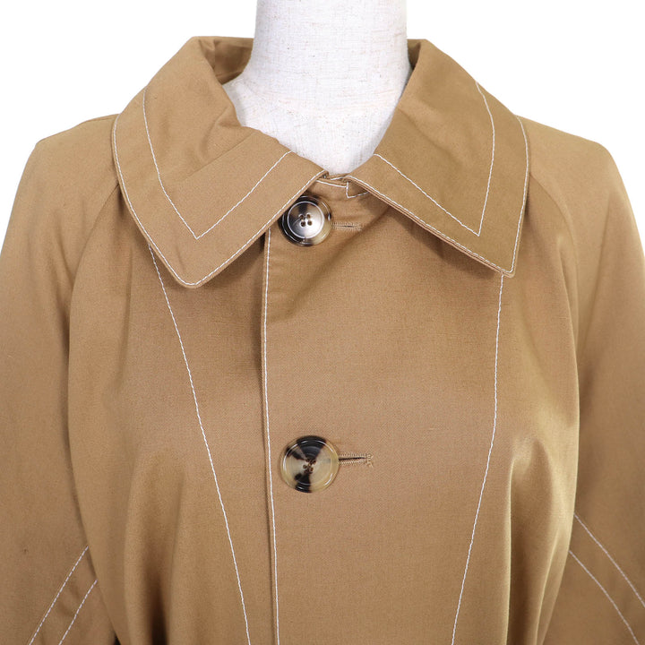 極美品△MARNI マルニ 19AW CPMA0091CU コットン リネン ベルト付き ステッチデザイン シングル ロングコート ベージュ 36 伊製 正規品