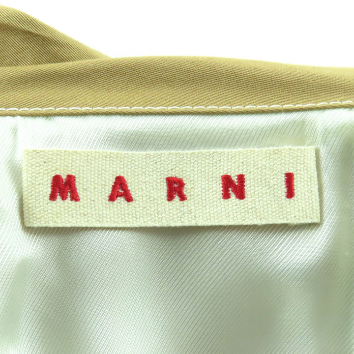 極美品△MARNI マルニ 19AW CPMA0091CU コットン リネン ベルト付き ステッチデザイン シングル ロングコート ベージュ 36 伊製 正規品