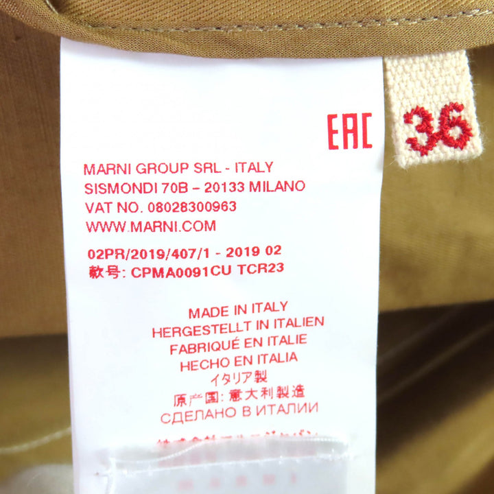 極美品△MARNI マルニ 19AW CPMA0091CU コットン リネン ベルト付き ステッチデザイン シングル ロングコート ベージュ 36 伊製 正規品
