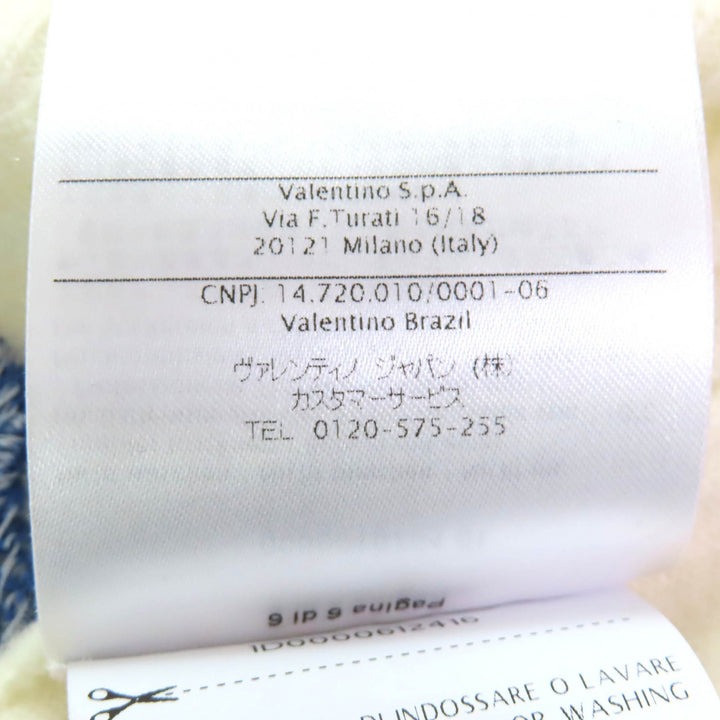 極美品△VALENTINO ヴァレンティノ RB3KC00STXM ウール カシミヤ ロゴ刺繍 総柄 クルーネック 長袖 ニット セーター アイボリー S 正規品