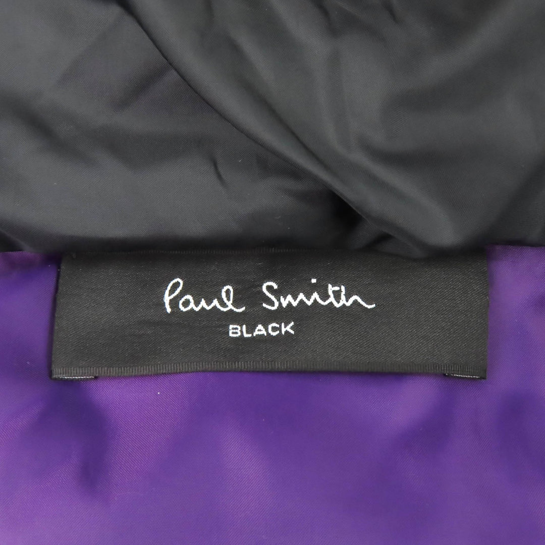 美品△Paul Smith BLACK LABEL ポールスミス ブラック レーベル ベルト付き ショールカラー ZIPUP ダウンコート ブラック 40 正規品