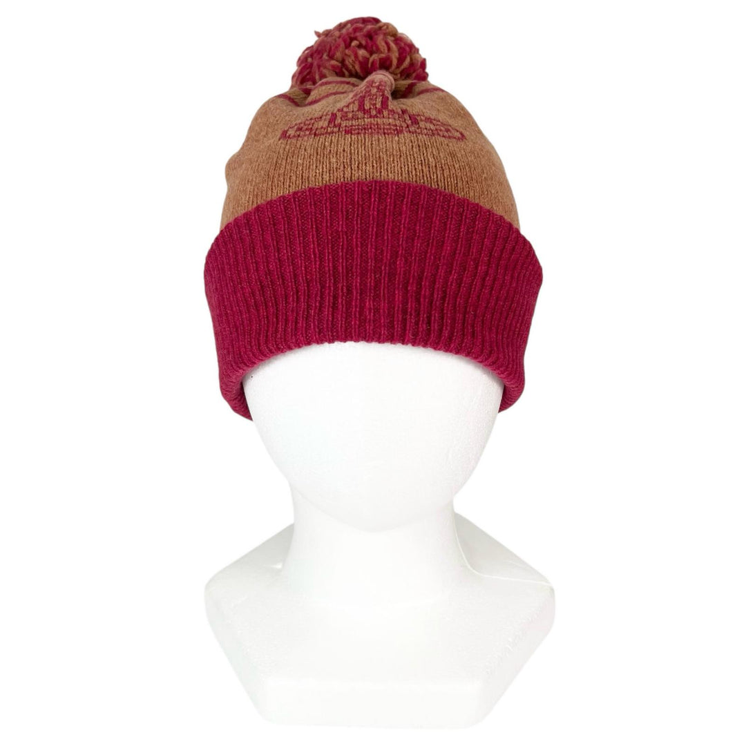 美品▲Vivienne Westwood ヴィヴィアンウエストウッド ウール100％ オーブ柄 ボンボン マフラー ニット帽 2点セット 日本製 レディース