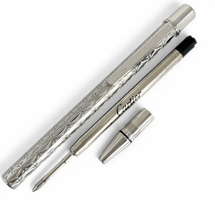 良品▲Cartier カルティエ ハッピーバースデー 2C Cドゥ カルティエ ツイスト式 ボールペン シルバー ドイツ製 メンズ