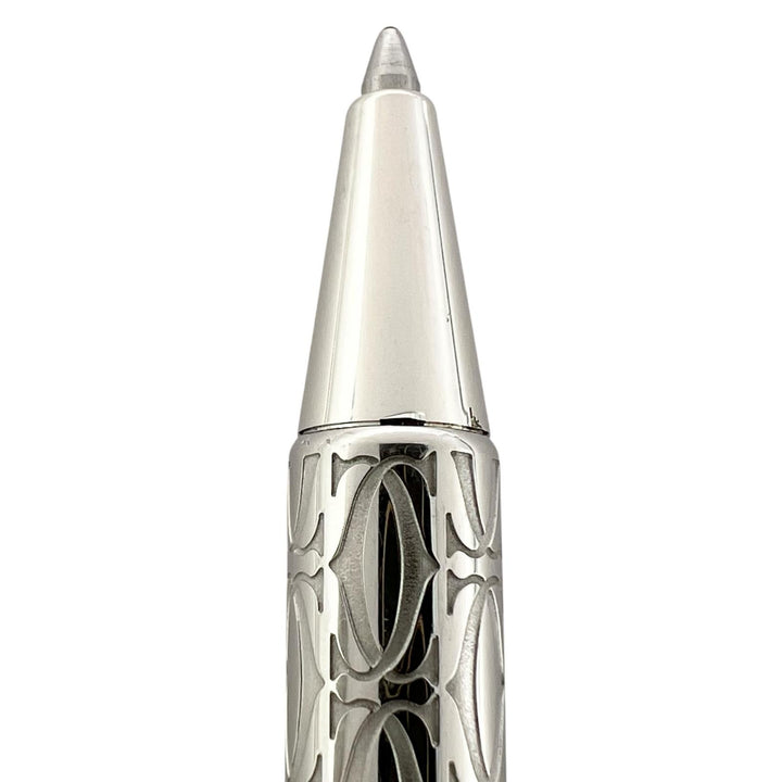 良品▲Cartier カルティエ ハッピーバースデー 2C Cドゥ カルティエ ツイスト式 ボールペン シルバー ドイツ製 メンズ