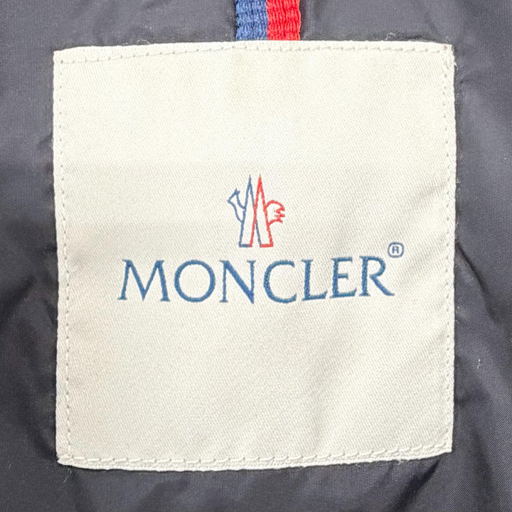 良品◇MONCLER モンクレール FLAMMETTE フラメッテ ロゴワッペン・フード付き ダブルジップ ダウンコート ブラック 0 レディース