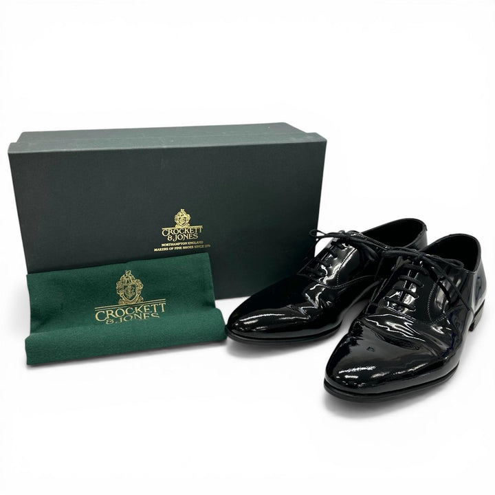 美品▲CROCKETT&amp;JONES クロケットアンドジョーンズ CHEAM パテントレザー 341ラスト レザーシューズ 8 イングランド製 箱・保存袋付き