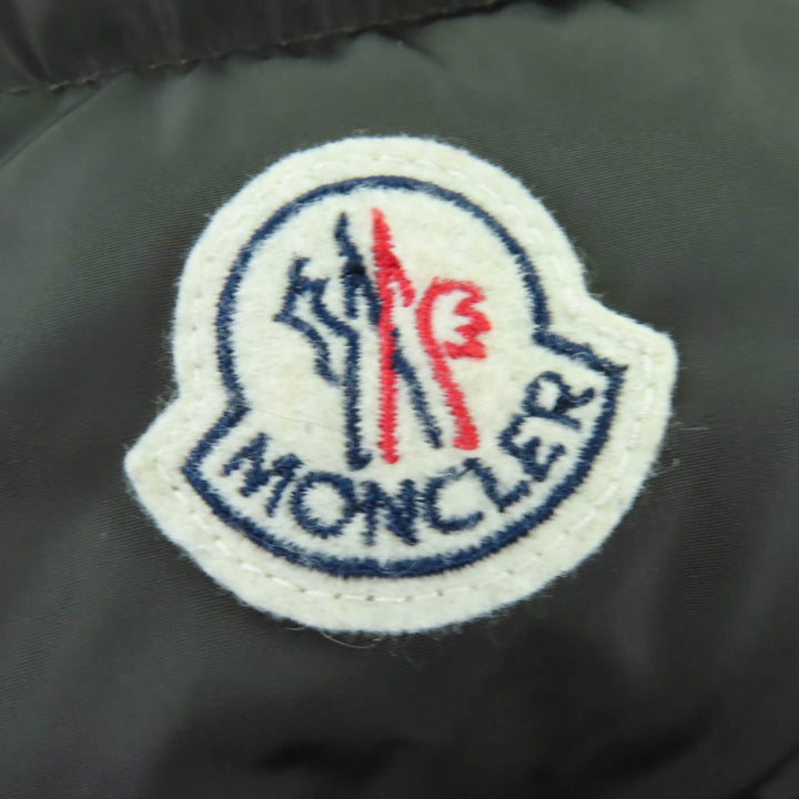 美品☆MONCLER モンクレール TALEVE ロゴワッペン・フード付 レザー使い ZIP UP ダウンコート カーキ 2 正規品 レディース