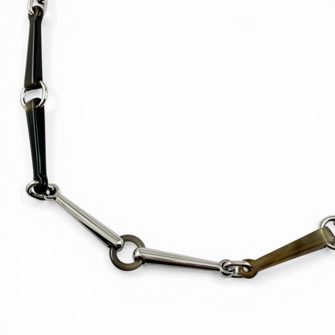 極美品◇HERMES エルメス モール バッファローホーン シルバー金具 ネックレス アクセサリー ブラウン系 保存袋付 フランス製 レディース