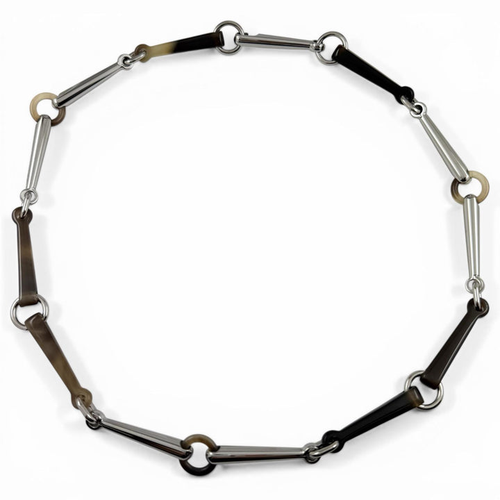 極美品◇HERMES エルメス モール バッファローホーン シルバー金具 ネックレス アクセサリー ブラウン系 保存袋付 フランス製 レディース