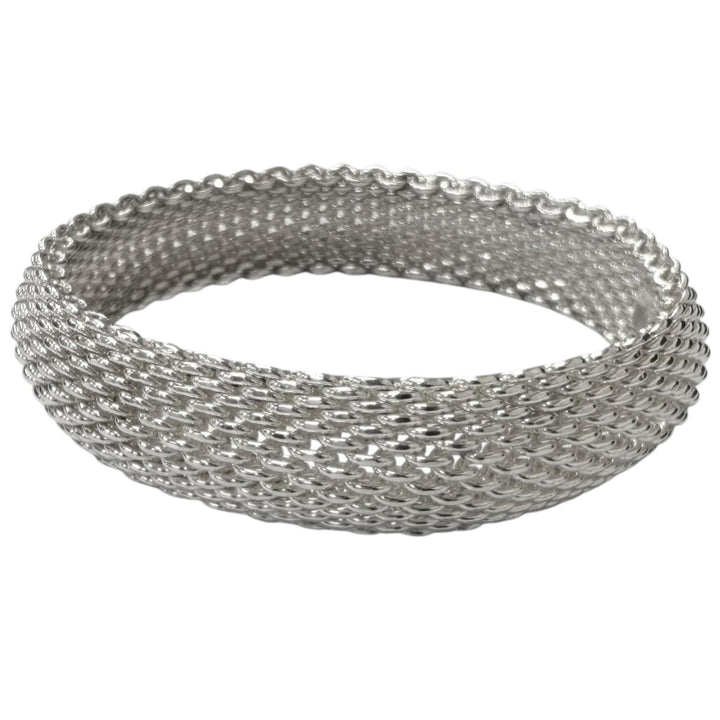 極美品□TIFFANY&amp;Co. ティファニー サマセット バングル SV925 メッシュ編み ブレスレット アクセサリー シルバー 重量57.6g メンズ