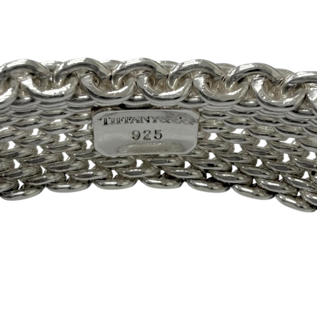 極美品□TIFFANY&amp;Co. ティファニー サマセット バングル SV925 メッシュ編み ブレスレット アクセサリー シルバー 重量57.6g メンズ