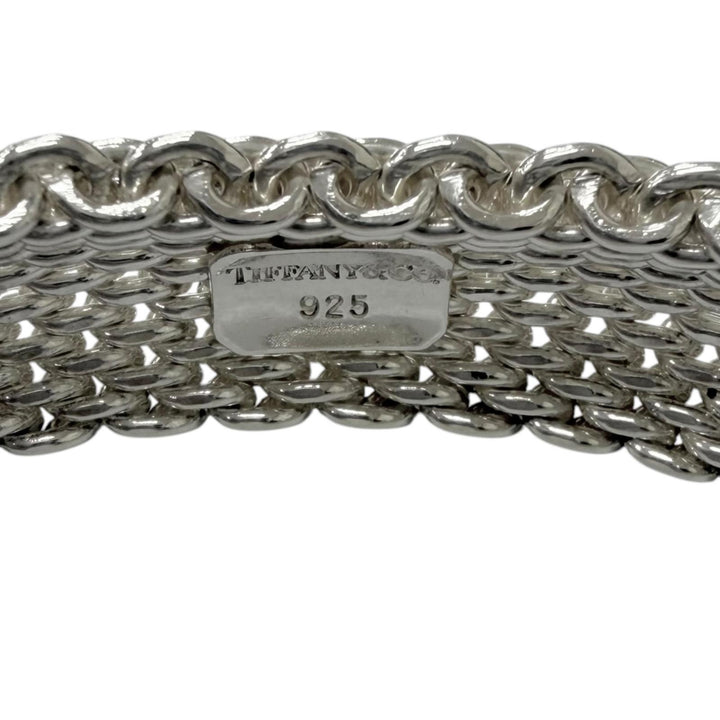 極美品□TIFFANY&amp;Co. ティファニー サマセット バングル SV925 メッシュ編み ブレスレット アクセサリー シルバー 重量57.6g メンズ