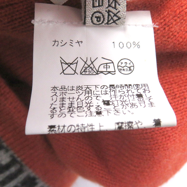 美品□HERMES エルメス ヴィンテージ カシミヤ100％ マルジェラ期 Hロゴ総柄 ビーニー ニットキャップ 帽子 グレー イタリア製 正規品