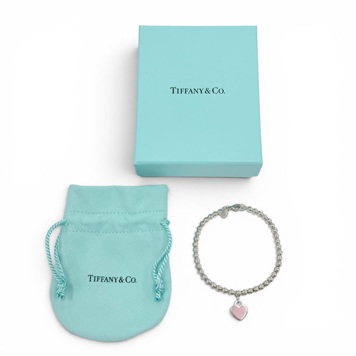 極美品◇TIFFANY&amp;Co. ティファニー リターントゥティファニー ミニハートタグ ビーズ AG925 手首周り約16cm ブレスレット 重量5.2g