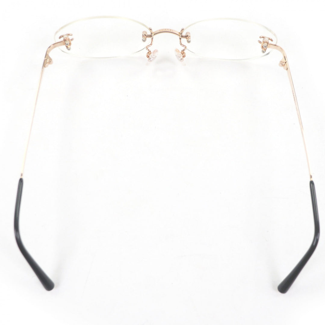 美品□CHANEL シャネル K18PG ココマーク 2019K リムレスメガネ 眼鏡 アイウェア ピンクゴールド ブラック 57□16-130 度入り 重量22.1g