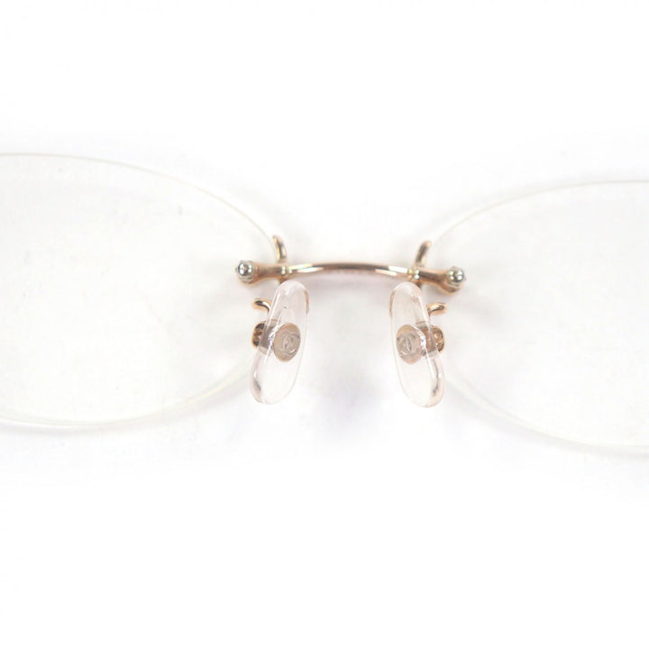 美品□CHANEL シャネル K18PG ココマーク 2019K リムレスメガネ 眼鏡 アイウェア ピンクゴールド ブラック 57□16-130 度入り 重量22.1g