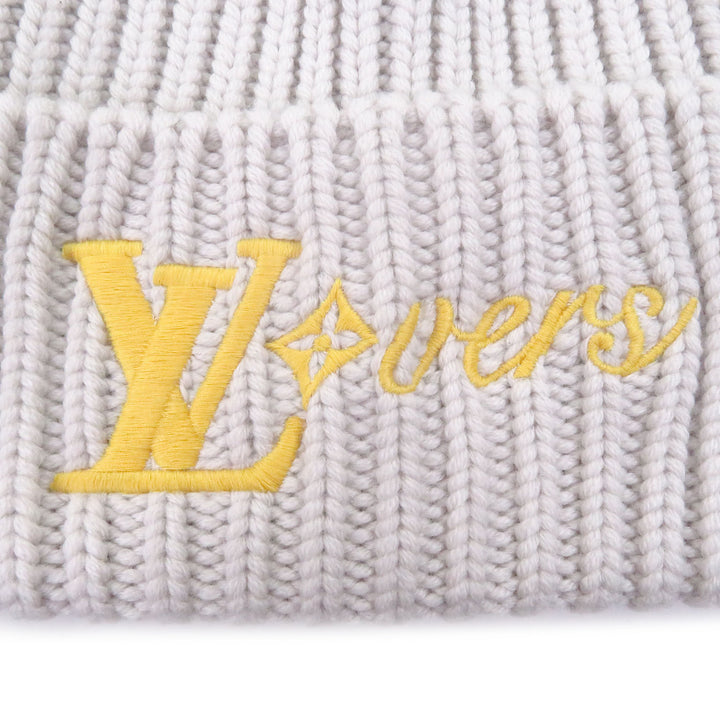 極美品□LOUIS VUITTON ルイヴィトン M7817A ビーニー・LV・バーズ LVロゴ刺繍 ニットキャップ ライトグレー S イタリア製 正規品