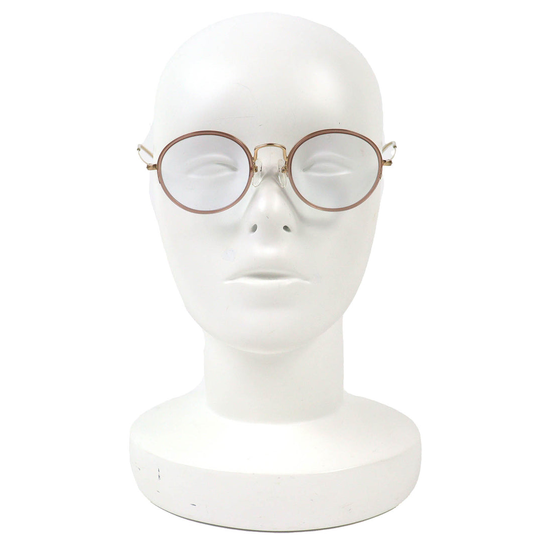 美品△Propo プロポ SAYA 3 サヤ ラウンドフォルム メガネ 眼鏡 アイウェア ゴールド クリアピンク 46□22 141 度入り 日本製 レディース