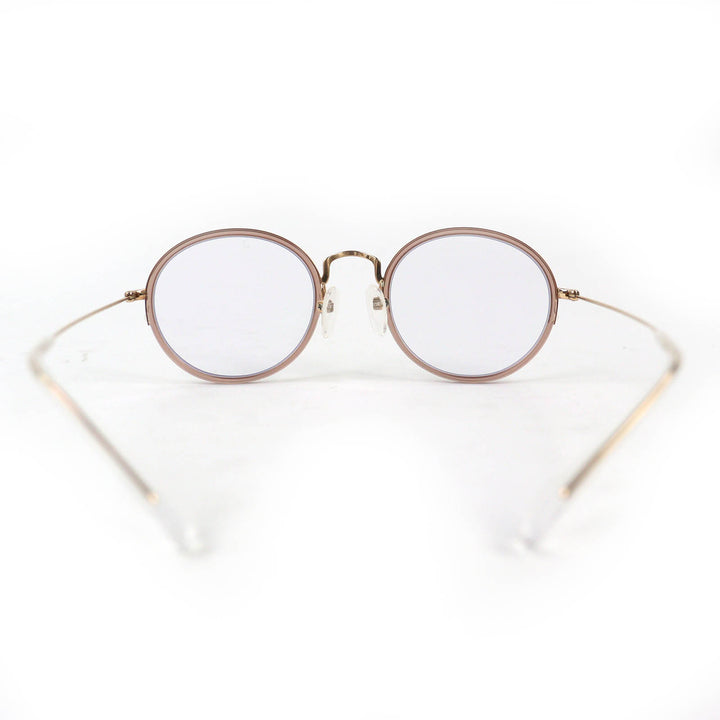 美品△Propo プロポ SAYA 3 サヤ ラウンドフォルム メガネ 眼鏡 アイウェア ゴールド クリアピンク 46□22 141 度入り 日本製 レディース