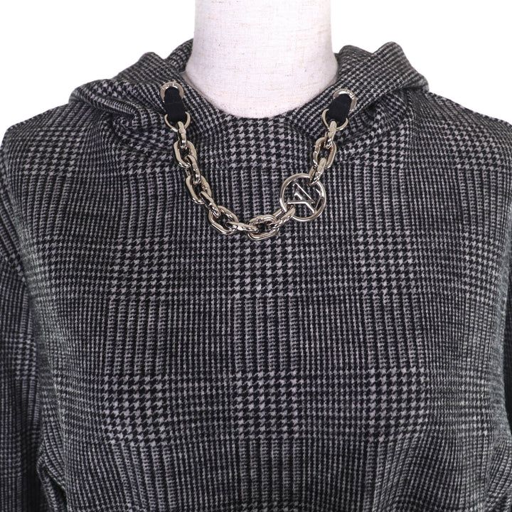 極美品△LOUIS VUITTON ルイヴィトン 23AW 1AC3MF プリンスオブウェールズフーディドレス グレンチェックワンピース S 正規品 定価365200