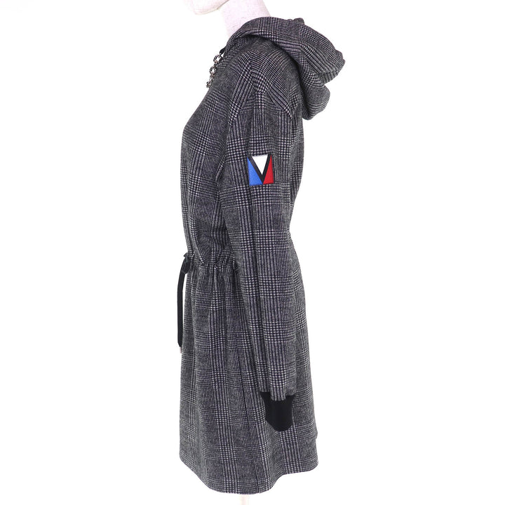 極美品△LOUIS VUITTON ルイヴィトン 23AW 1AC3MF プリンスオブウェールズフーディドレス グレンチェックワンピース S 正規品 定価365200