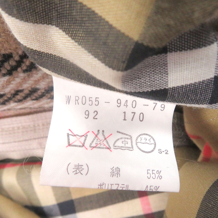 美品□Burberrys バーバリー ヴィンテージ 裏ノバチェック柄 ライナー付き フライフロント ステンカラーコート カーキ 92-170 メンズ　