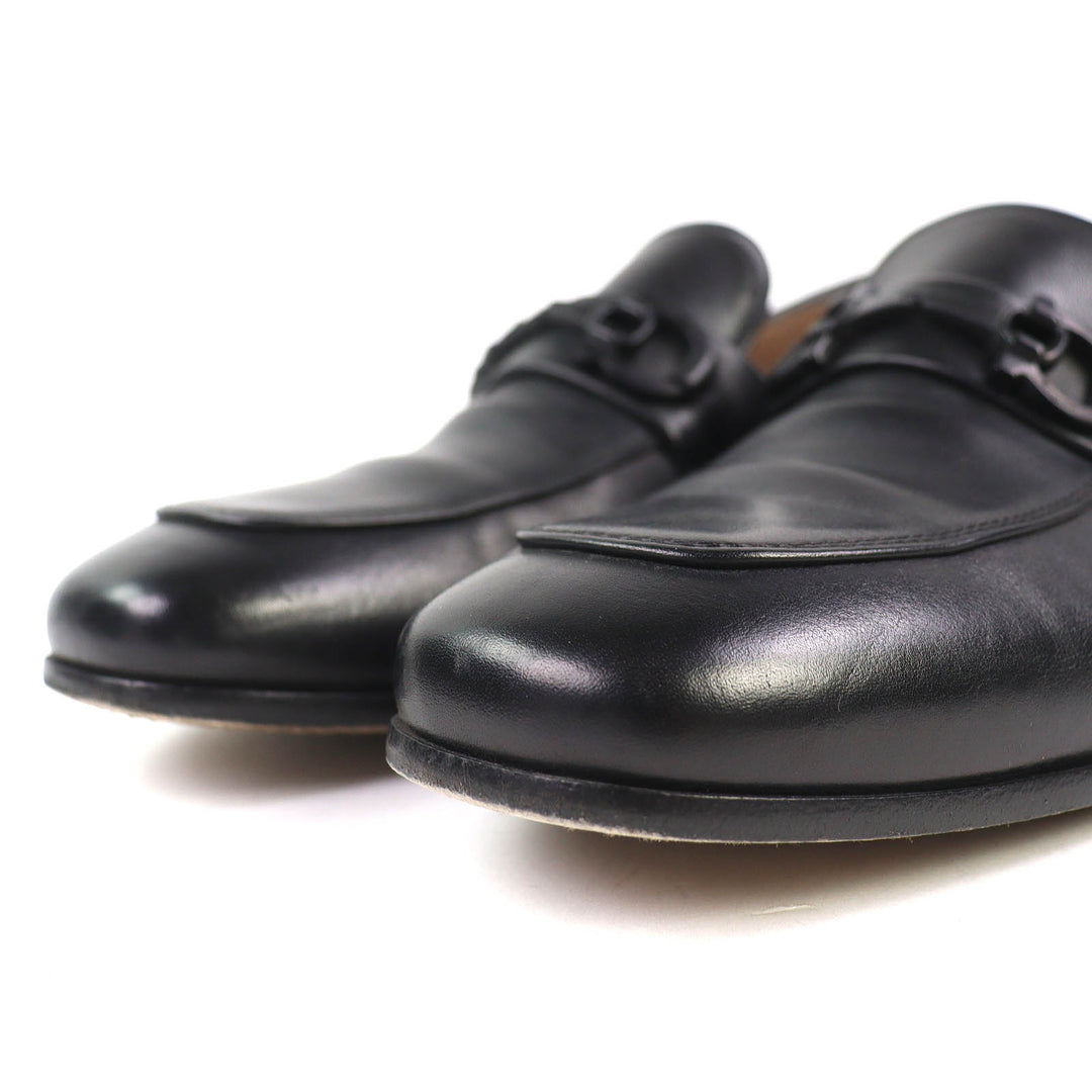 美品△Salvatore Ferragamo サルヴァトーレフェラガモ ASTEN ダブルガンチーニ レザー ローファー ブラック 5EE 伊製