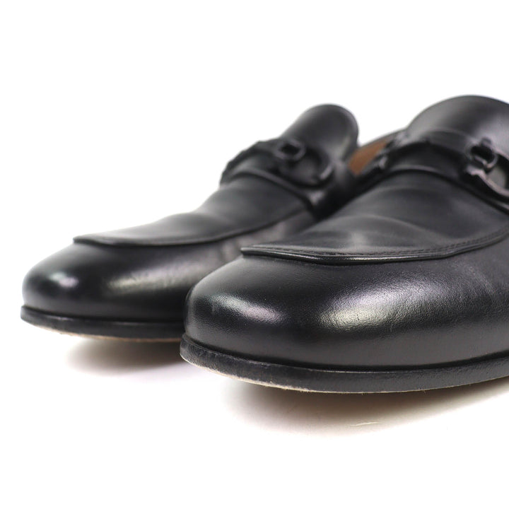 美品△Salvatore Ferragamo サルヴァトーレフェラガモ ASTEN ダブルガンチーニ レザー ローファー ブラック 5EE 伊製