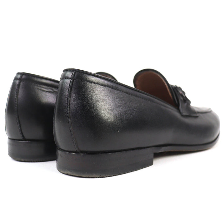 美品△Salvatore Ferragamo サルヴァトーレフェラガモ ASTEN ダブルガンチーニ レザー ローファー ブラック 5EE 伊製
