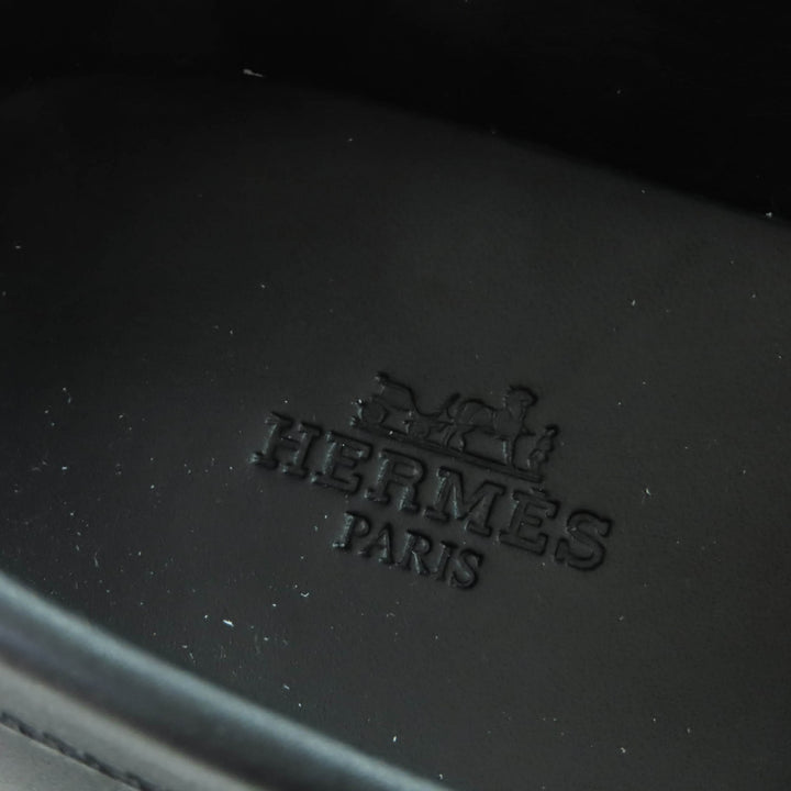 未使用品★HERMES エルメス 25AW モカシン アイコン ケリーバックル レザー ローファー ブラック ホワイト 37.5 箱・保存袋付 イタリア製