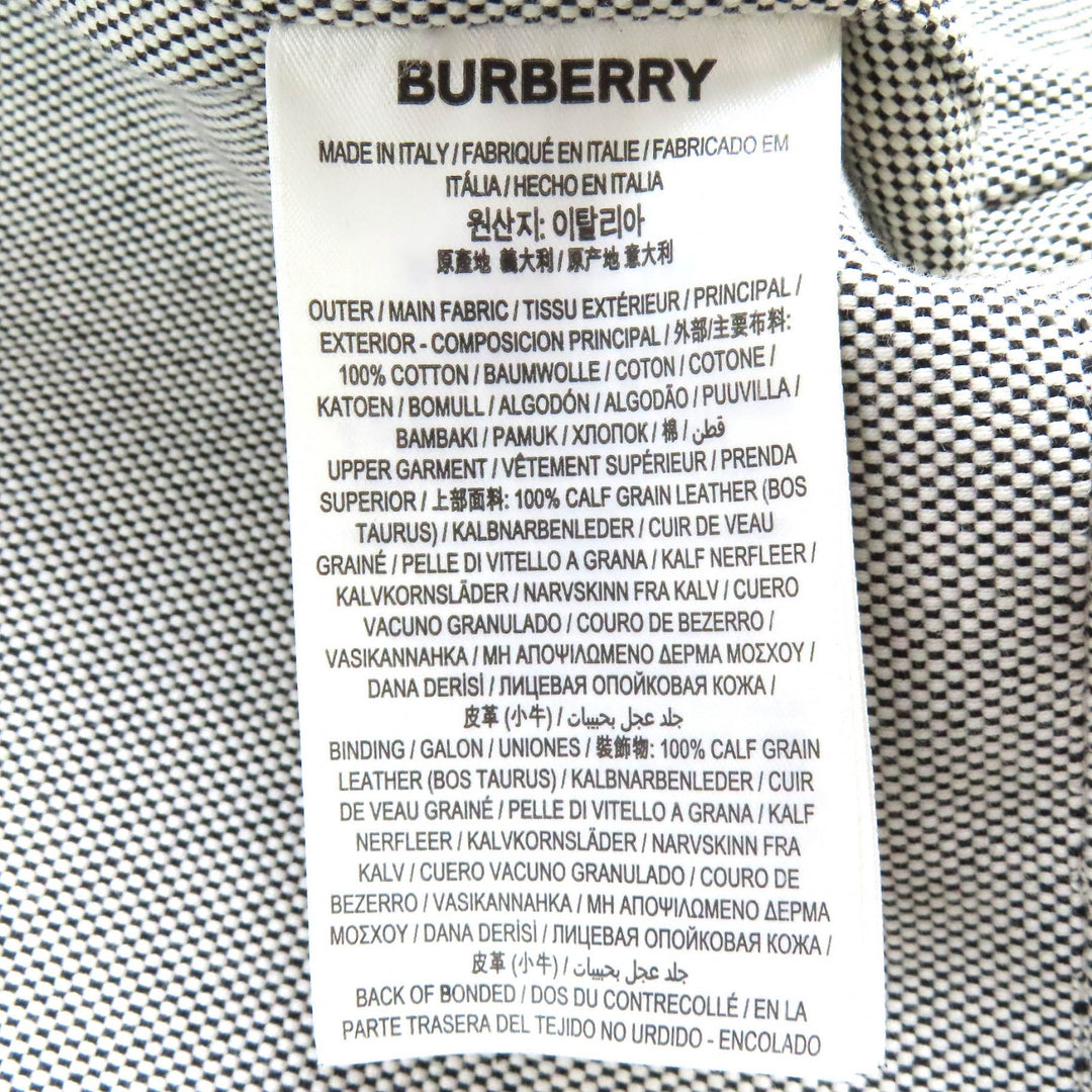 極美品△BURBERRY バーバリー 4567182 ホースフェリー レザー×コットンキャンバス WZIP フーデッド ジャケット コート 黒 46 正規品
