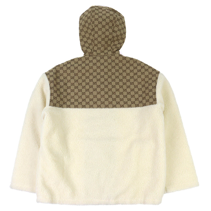 未使用品△GUCCI グッチ 24AW 798503 GGインターシャ フーデッド ジップアップ ウール フリースジャケット ボアジャケット M 正規品