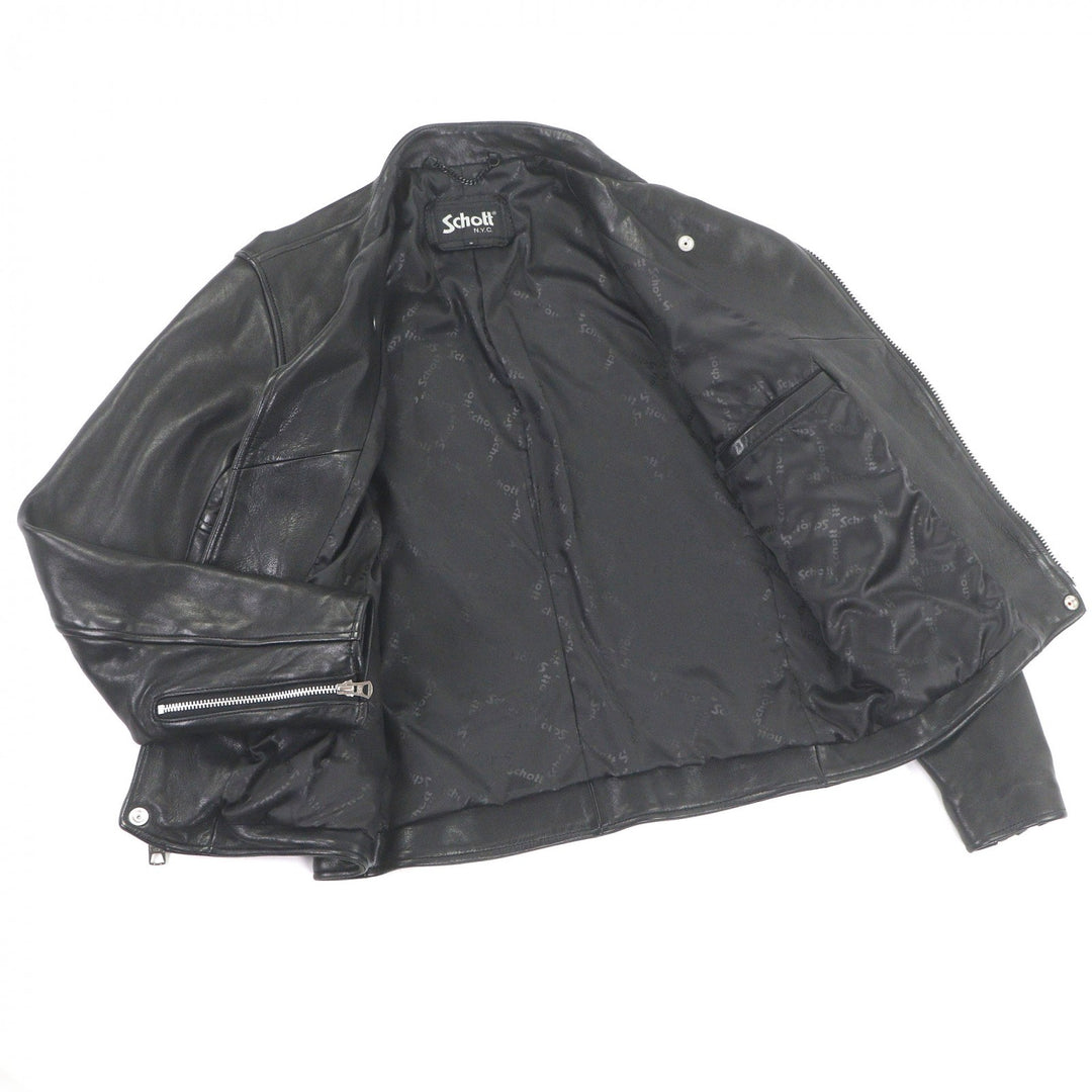 美品□schott ショット 3111035 羊革 ラムレザー WZIP ダブルライダースジャケット バイカージャケット ブラック S 正規品 メンズ