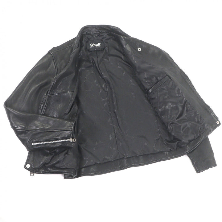 美品□schott ショット 3111035 羊革 ラムレザー WZIP ダブルライダースジャケット バイカージャケット ブラック S 正規品 メンズ