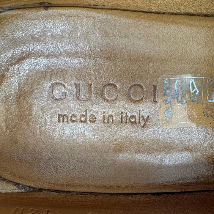 美品▲GUCCI グッチ 496246 ウェブライン ホースビットローファー レザーシューズ ブラウン シルバー金具 9 イタリア製 メンズ