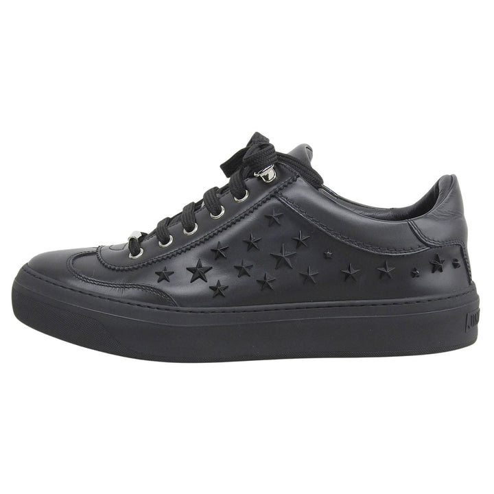 美品▲JIMMY CHOO ジミーチュウ ACE スタースタッズ レースアップ レザー ローカットスニーカー ブラック 41 伊製 メンズ 箱・保存袋付き