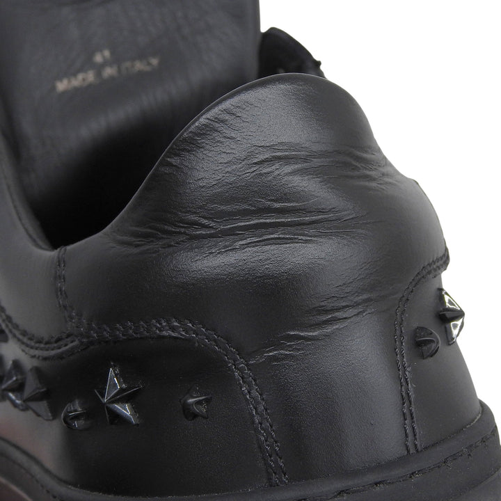 美品▲JIMMY CHOO ジミーチュウ ACE スタースタッズ レースアップ レザー ローカットスニーカー ブラック 41 伊製 メンズ 箱・保存袋付き