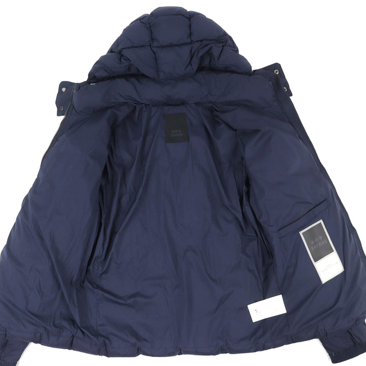 美品△TATRAS タトラス MTAT22A4841 GESSO ジェッソ ロゴワッペン フード付き ZIP UP ダウンジャケット ネイビー 03 正規品 メンズ