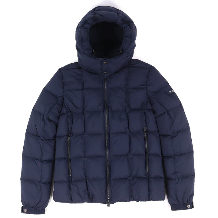 美品△TATRAS タトラス MTAT22A4841 GESSO ジェッソ ロゴワッペン フード付き ZIP UP ダウンジャケット ネイビー 03 正規品 メンズ