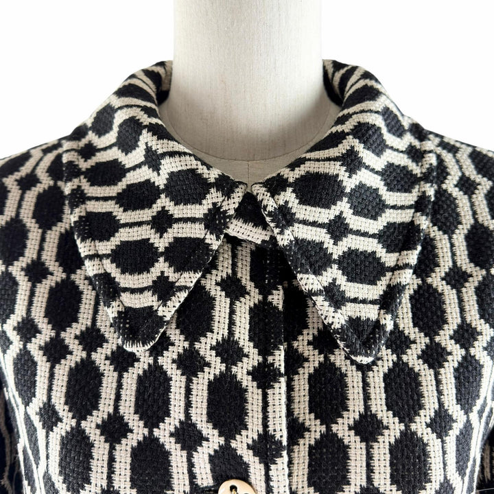 極美品◇GUCCI グッチ 649031 ウール 総柄 裏地インターロッキングＧ ウールフランネル ツイード ジャケット ブラック 40 正規品
