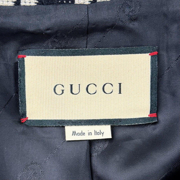 極美品◇GUCCI グッチ 649031 ウール 総柄 裏地インターロッキングＧ ウールフランネル ツイード ジャケット ブラック 40 正規品