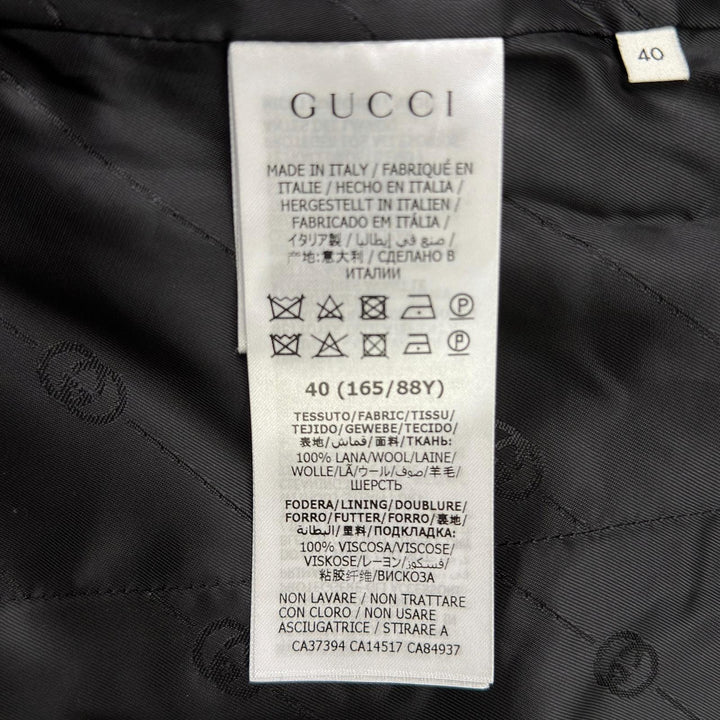 極美品◇GUCCI グッチ 649031 ウール 総柄 裏地インターロッキングＧ ウールフランネル ツイード ジャケット ブラック 40 正規品