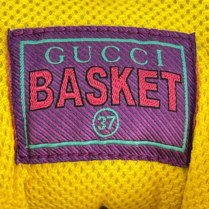 未使用品▲GUCCI グッチ 661310 BASKET ヴィンテージ加工 レザーハイカットスニーカー マルチカラー 37 箱・保存袋付き 伊製 レディース