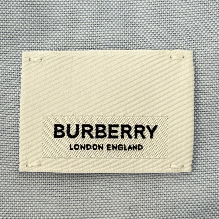 極美品▲BURBERRY バーバリー コットン100％ ロゴボタン ソリッドカラー シャンプレー 半袖 膝丈 ワンピース ブルー 38 正規品 レディース