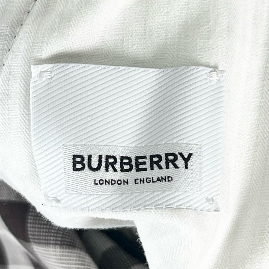 極美品▲BURBERRY バーバリー 4565216 ロゴボタン チェック柄 サイドライン パンツ ブラウン ホワイト 44 イタリア製 正規品 メンズ