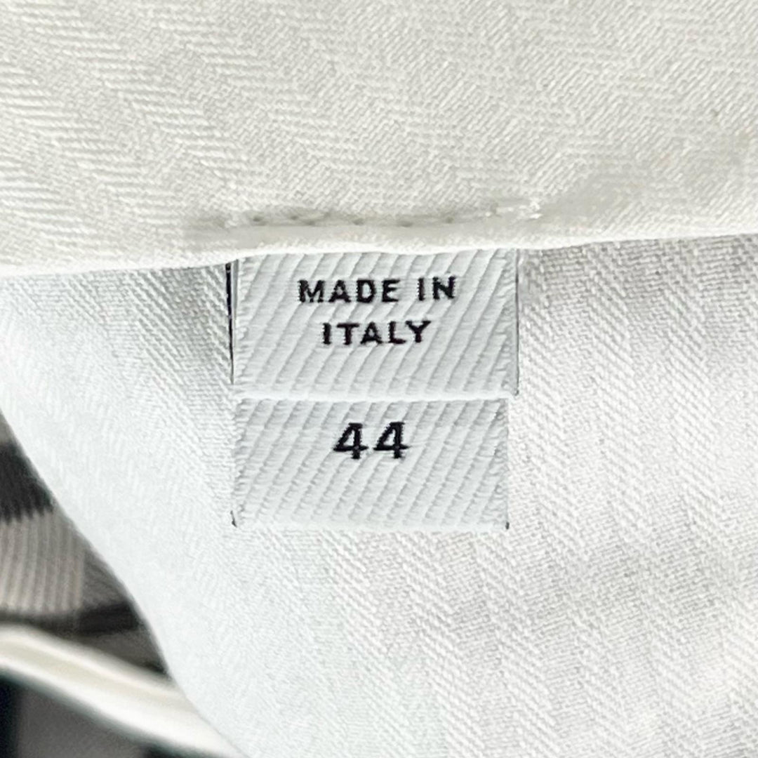 極美品▲BURBERRY バーバリー 4565216 ロゴボタン チェック柄 サイドライン パンツ ブラウン ホワイト 44 イタリア製 正規品 メンズ