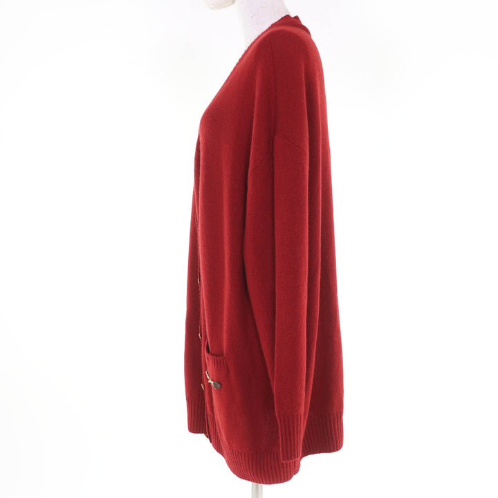 未使用品☆GUCCI グッチ 23AW 749064 カシミヤ100％ オーバーシルエット ホースビット金具 長袖ニット カーディガン レッド S 正規品
